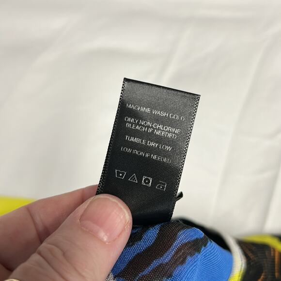 Ali Miles Tunic Top XL Multi Color Retro Geometric Loud Art To Wear Semi Sheer - Picture 10 of 10